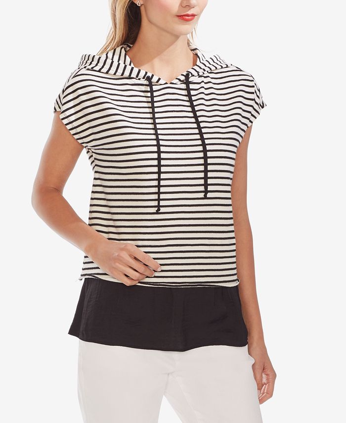 Vince Camuto Layered Hem Cap Sleeve Hoodie Macy #39 s