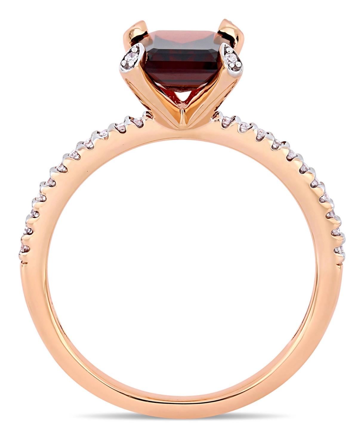 Macy's Garnet (2-1/8 Ct.t.w.) And Diamond (1/10 Ct.t.w.) Ring In 10k Rose Gold In Garnet