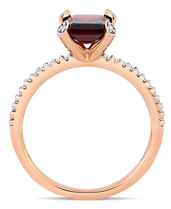 Macy's - Garnet (2-1/8 ct.t.w.) and Diamond (1/10 ct.t.w.) Ring in 10k Rose Gold