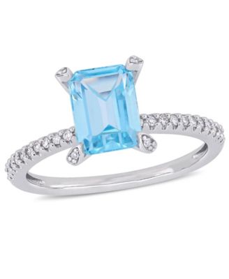 Macy's Blue Topaz (2 ct.t.w.) and Diamond (1/10 ct.t.w.) Ring in 10k ...