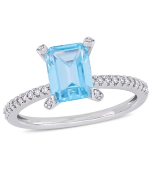 image of Blue Topaz (2 ct.t.w.) and Diamond (1/10 ct.t.w.) Ring in 10k White Gold
