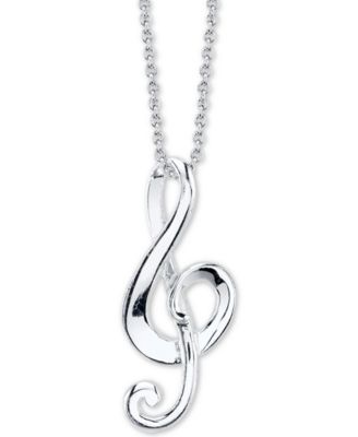 Unwritten - Music Symbol Pendant Necklace in Silver, 18 Chain