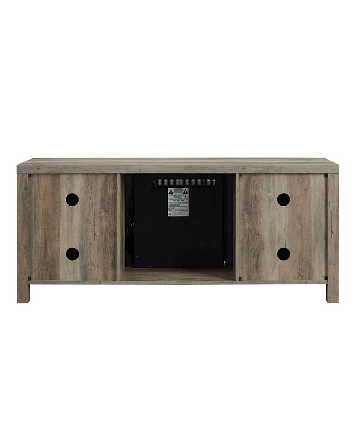 Walker Edison 58" Rustic Farmhouse Barn Door Fireplace TV Stand Storage