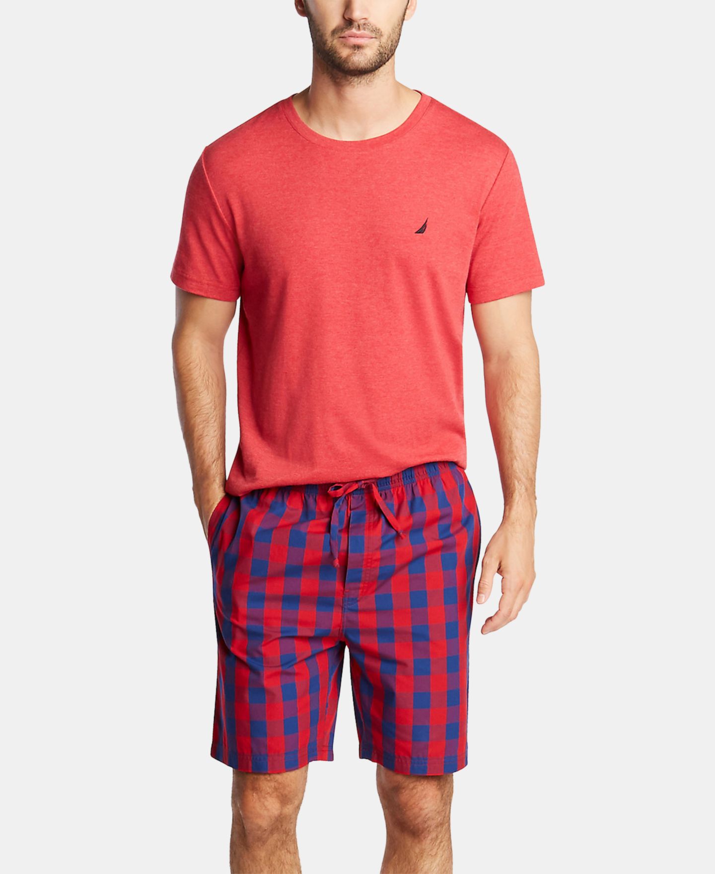Пижамные шорты для мужчин, хлопок — Nautica, цвет: Красный — фото 4