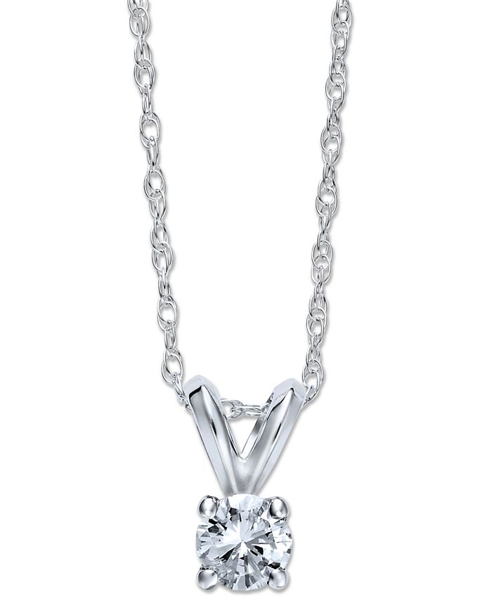 Macy's Round-Cut Diamond Pendant Necklace in 10k White or Yellow Gold ...