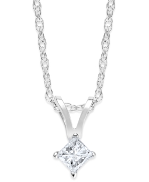image of Princess-Cut Diamond Pendant Necklace in 10k Yellow or White Gold (1/10 ct. t.w.)