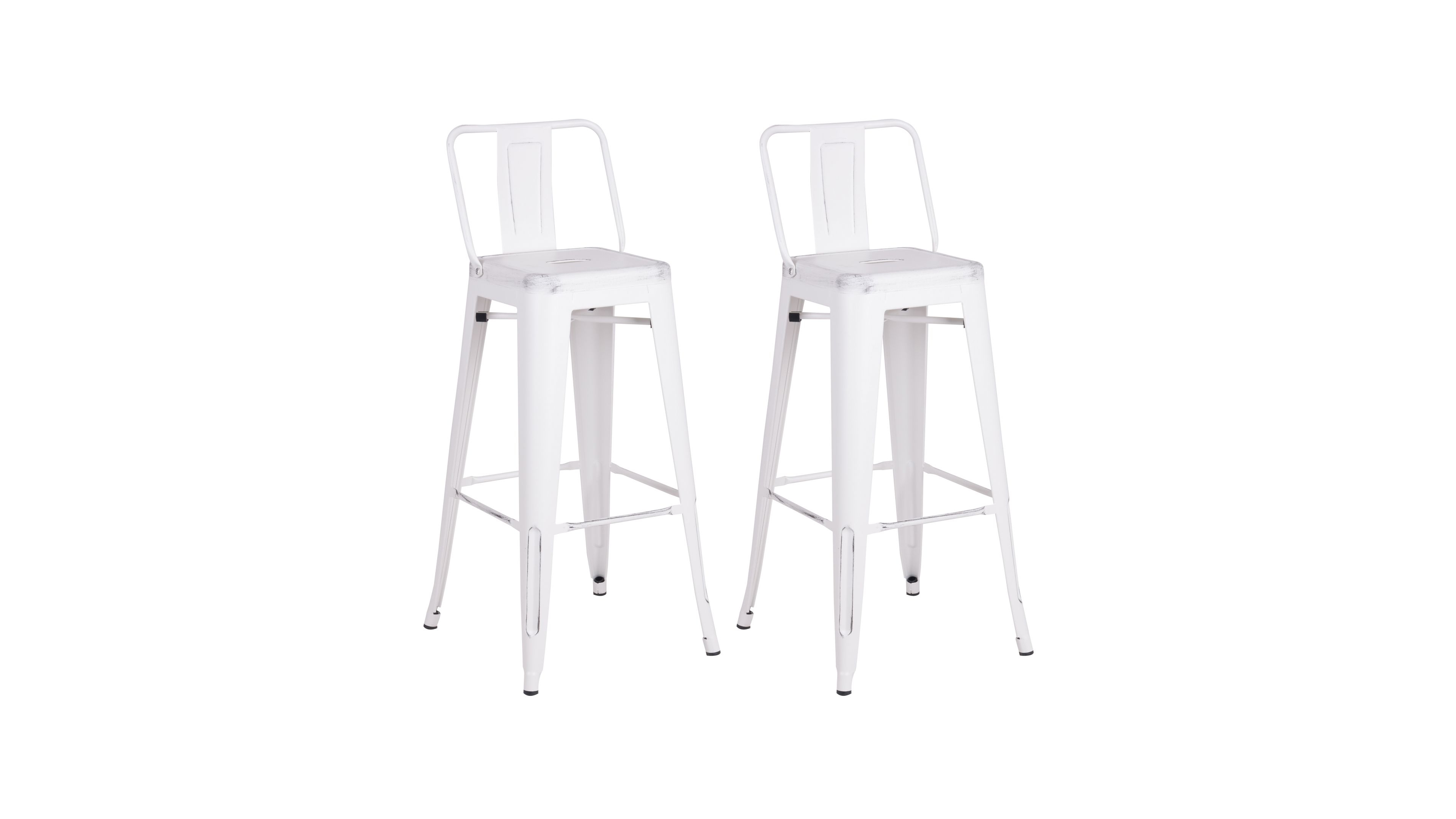Ac Pacific Industrial Metal Barstools with Bucket Back and 4 Legs, Set of 2