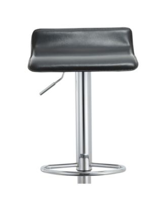 Contoured Hydraulic Lift Chrome Base Bar Stool with Footrest, Set of 2