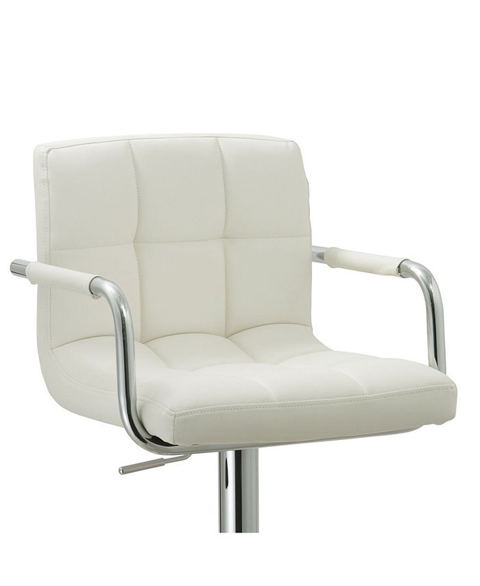 Ac Pacific Contemporary Adjustable Swivel Arm Bar Stool with Cushion