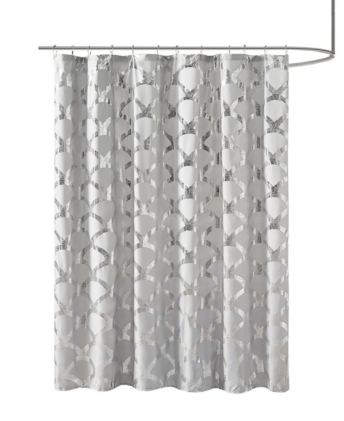 Intelligent Design Lorna Metallic Scallop Shower Curtain - Macy's