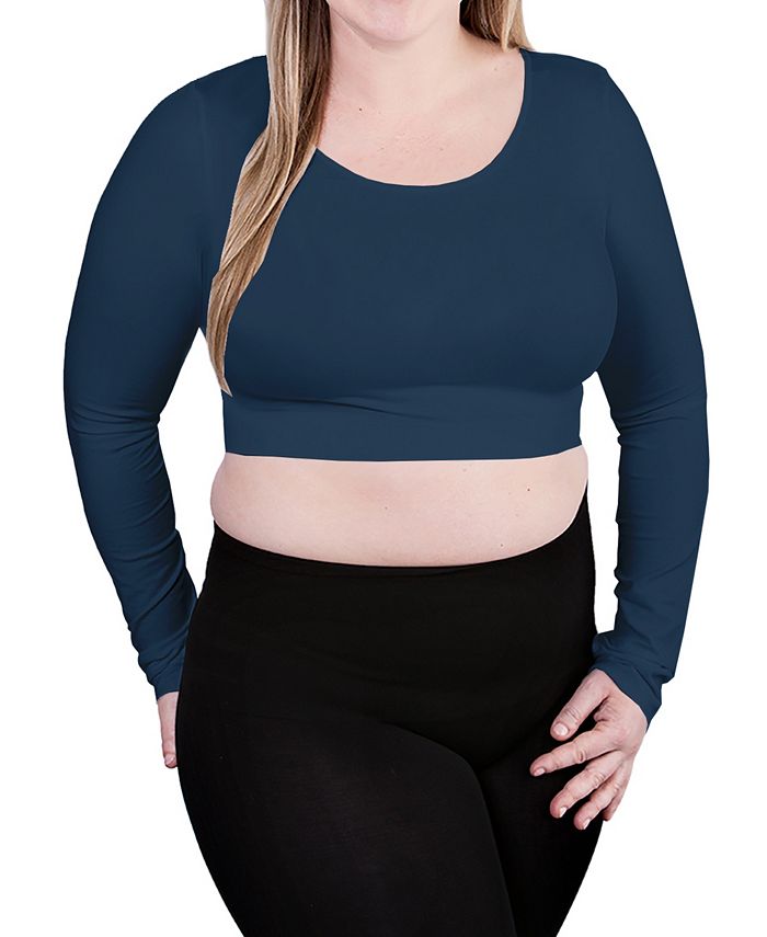 skinnytees Plus Long Sleeve Crop Top Macy's