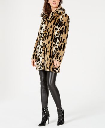 kensie Leopard Print Faux Fur Coat Macy s