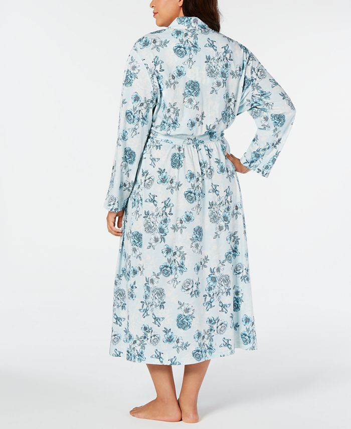 Charter Club Plus Size Cotton FloralPrint Robe, Created for Macy's