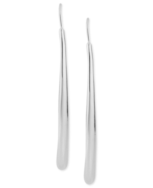 image of Robert Lee Morris Soho Earrings, Silver-Tone Long Teardrop Pull-Thru Earrings