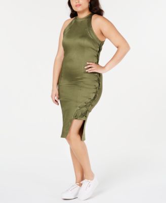 Lala Anthony - Trendy Plus Size Lace-Up Bodycon Dress