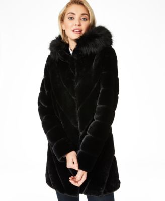 Calvin Klein Hooded Faux-Fur Coat 