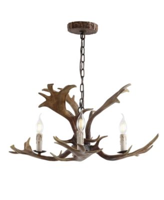 Eldora 27" Adjustable Resin Antler 3-Light LED Chandelier