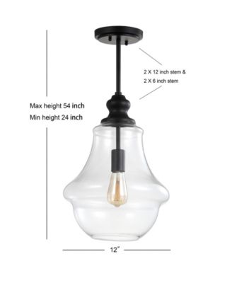 Adam 12" Adjustable Metal/Glass LED Pendant