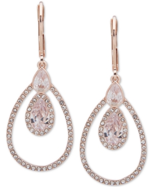 image of Anne Klein Rose Gold-Tone Crystal Orbital Drop Earrings