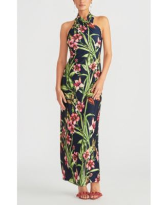 Fresh Vibrant Floral Design Maxi Dress