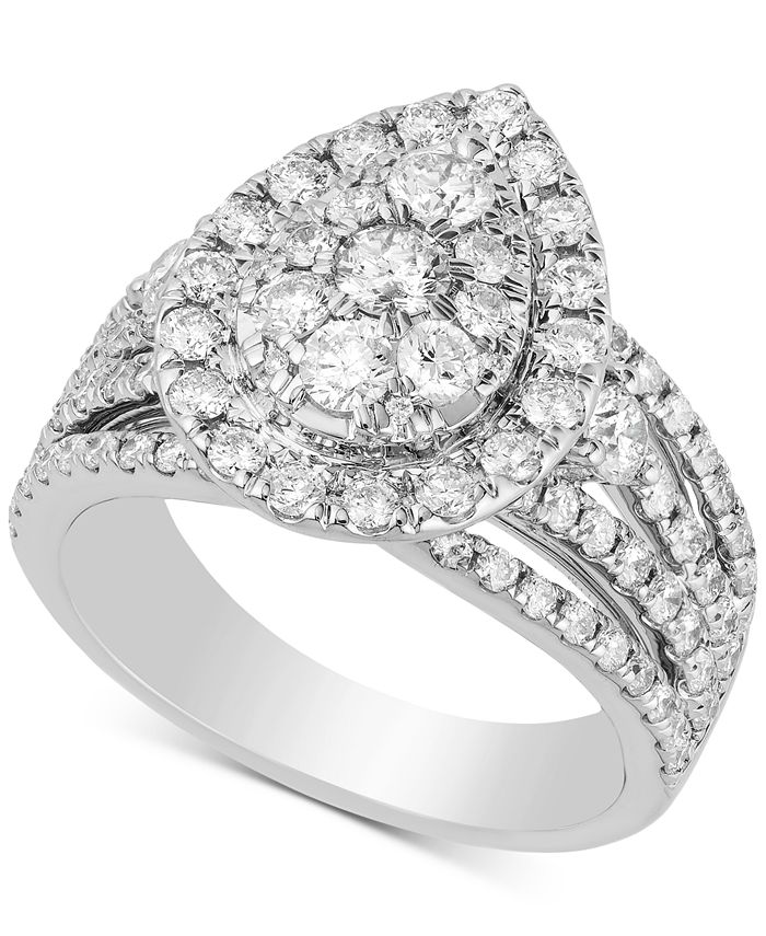 Macy's Diamond Teardrop Cluster Engagement Ring (2 ct. t.w.) in 14k ...