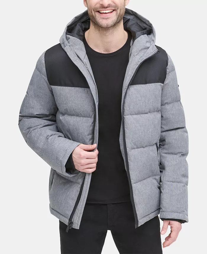 Men's Mixed-Media Puffer Coat