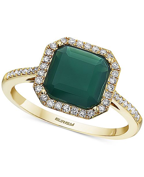 Effy Collection Effy Green Onyx 8mm Diamond 1 5 Ct T W Statement Ring In 14k Gold Reviews Rings Jewelry Watches Macy S
