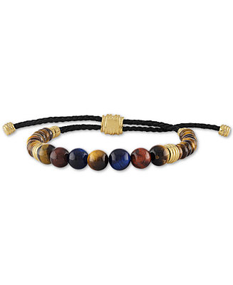 Esquire Men's Jewelry Multicolor Tiger's Eye Bead Bolo Bracelet in 14k  Gold-Plated Sterling Silver, Created for Macy's & Reviews - Bracelets -  Jewelry 