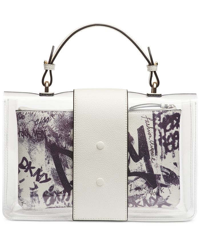DKNY Elissa Logo Graffiti Flap Clear Shoulder Bag, Created for Macy's