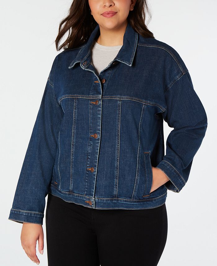 Eileen Fisher Plus Size Organic Cotton Trucker Jacket - Macy's