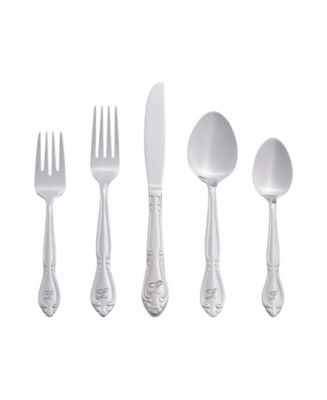 Riverridge Rose 46 Piece Monogrammed Flatware Set - L, Service for 8 - Macy's