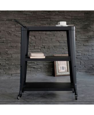 3-Tiered Metal FrameIndustrial Dining Cart with Swivel Wheels
