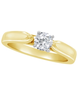 image of Certified Round Diamond Solitaire Engagement Ring (1/2 c.t. t.w.) in 14k White Gold, Rose Gold, or Yellow Gold