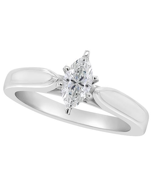 Macy S Certified Marquise Diamond Solitaire Engagement Ring 1 2 C T T W In 14k White Gold Rose Gold Or Yellow Gold Reviews Rings Jewelry Watches Macy S