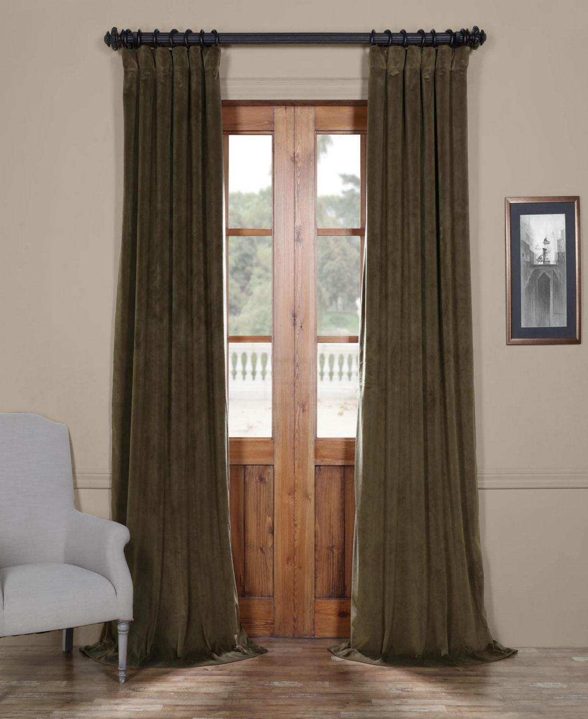 Half Price Drapes Hunter Green Signature Velvet Blackout Curtain In Green