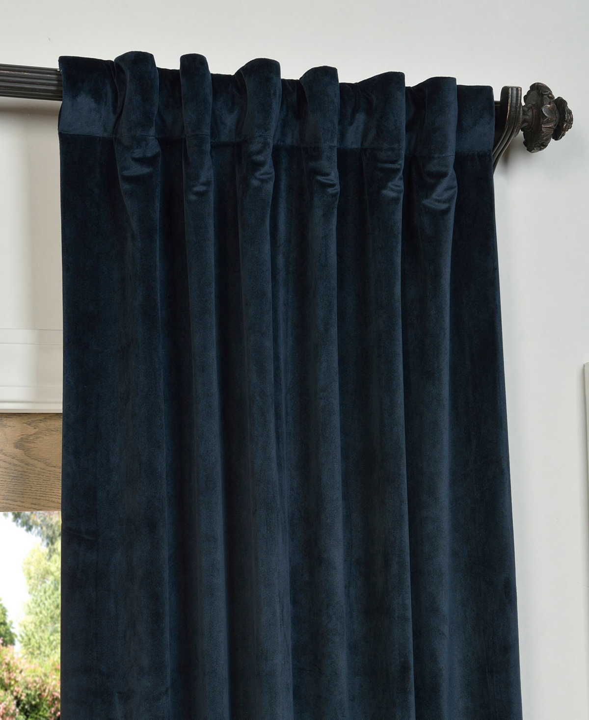 Half Price Drapes Midnight Blue Signature Velvet Blackout Curtain In Blue
