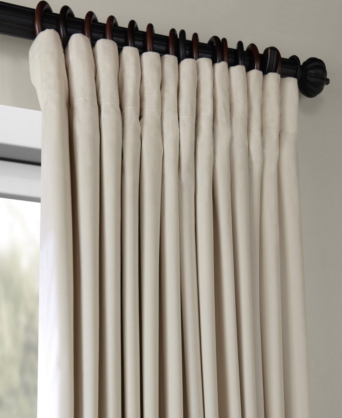 Half Price Drapes Ivory Signature Extra Wide Velvet Blackout Curtain