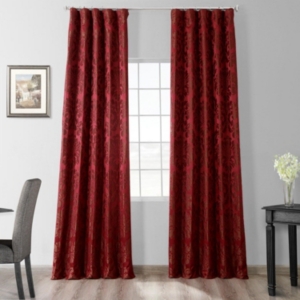 Exclusive Fabrics & Furnishings Astoria Red & Bronze Damask Faux Silk Jacquard Room Darkening Curtain