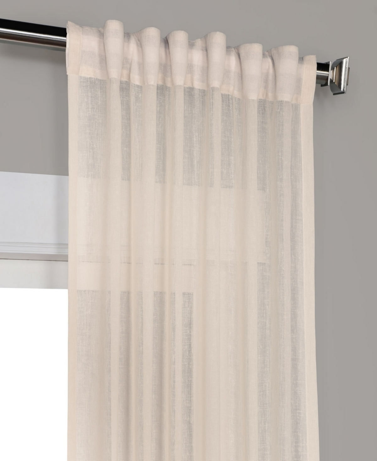 Half Price Drapes Cotton Seed Textured Faux Linen Sheer Curtain In Cream