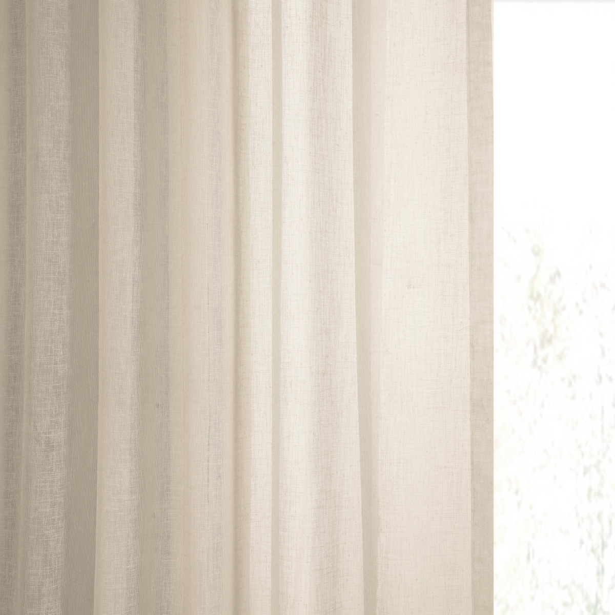 Half Price Drapes Cotton Seed Textured Faux Linen Sheer Curtain