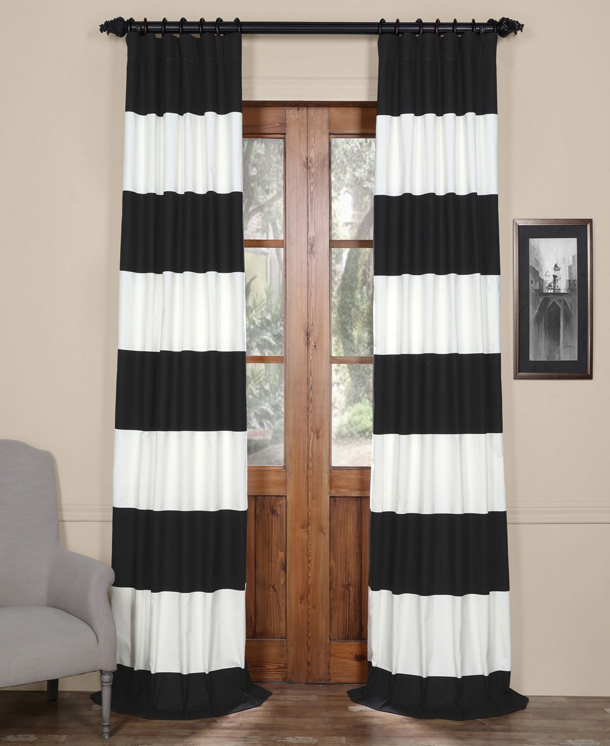 Horizontal Stripe Panel, 50" x 108" - Black