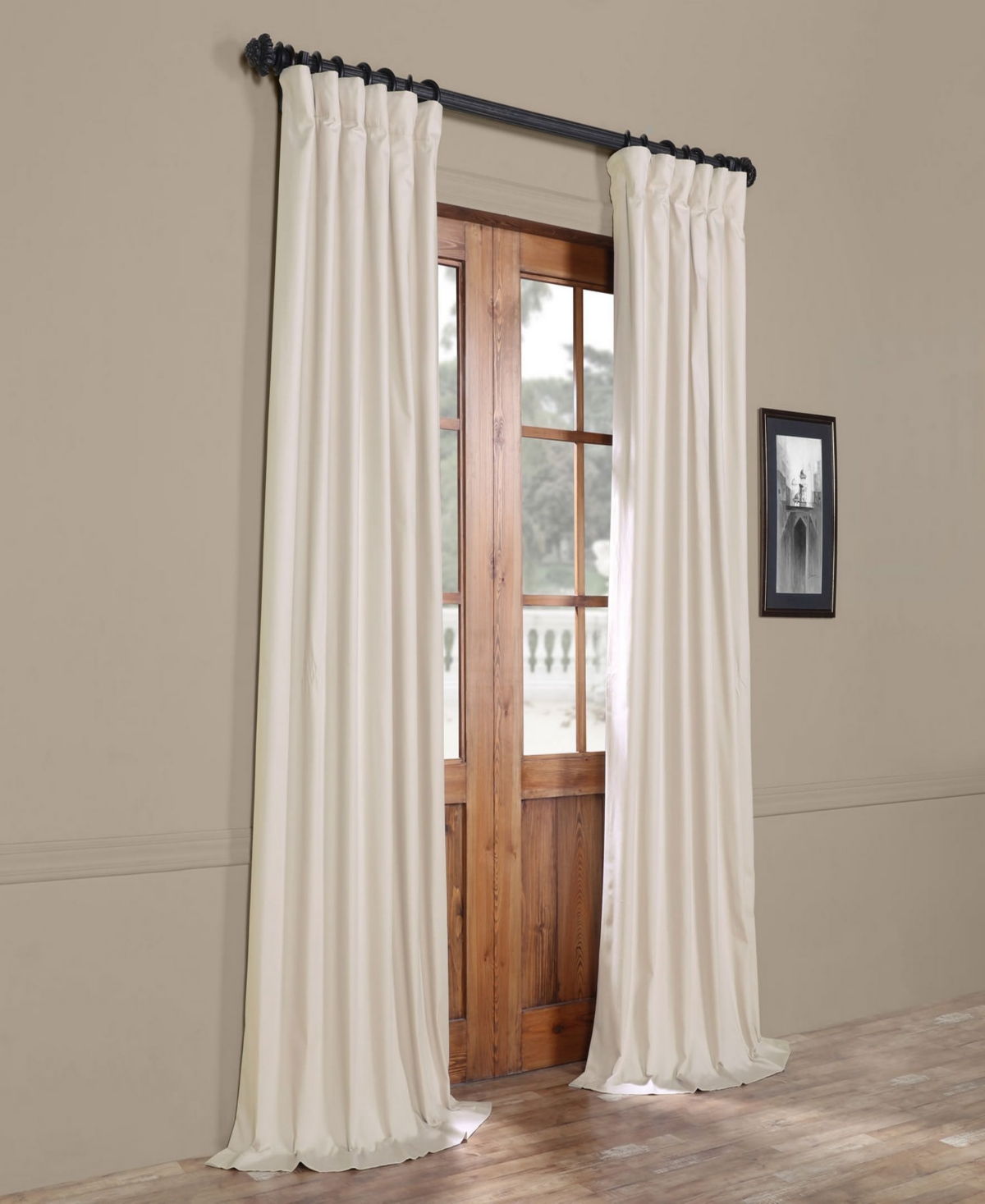 Half Price Drapes Hazelwood Beige Solid Cotton Hotel Blackout Curtain In Beige,tan