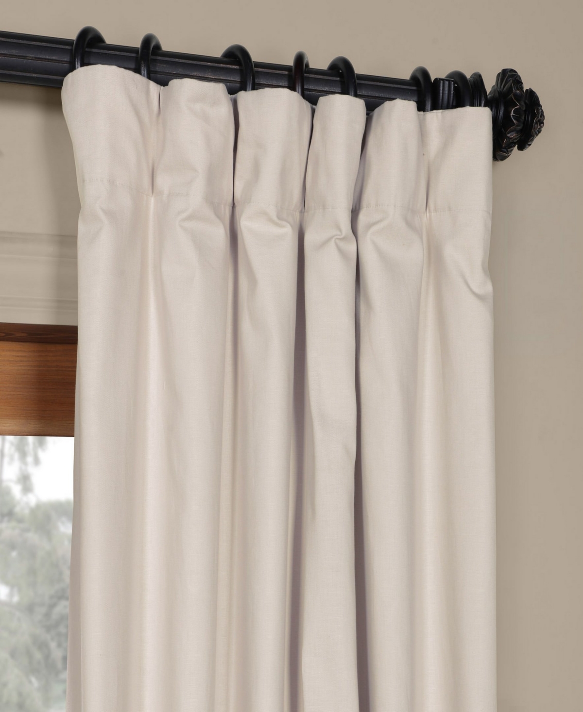 Half Price Drapes Hazelwood Beige Solid Cotton Hotel Blackout Curtain In Beige,tan