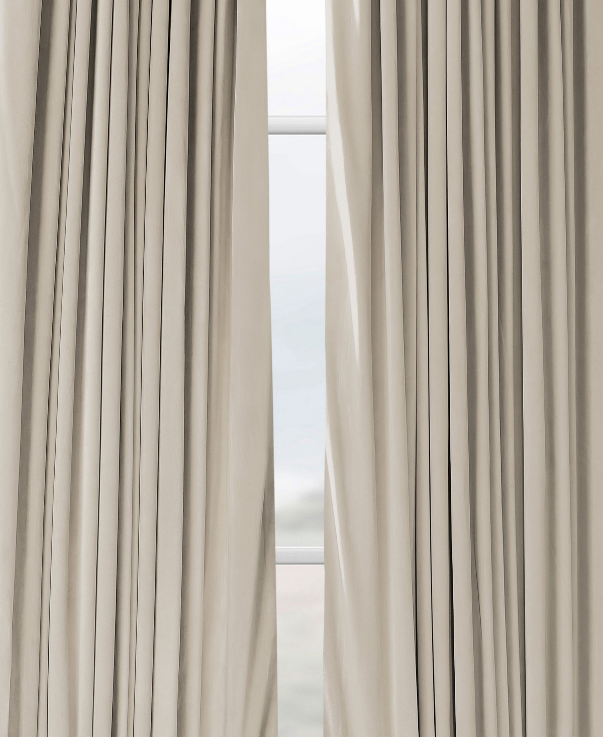 Half Price Drapes Cool Beige Signature Extra Wide Velvet Blackout Curtain In Beige,tan