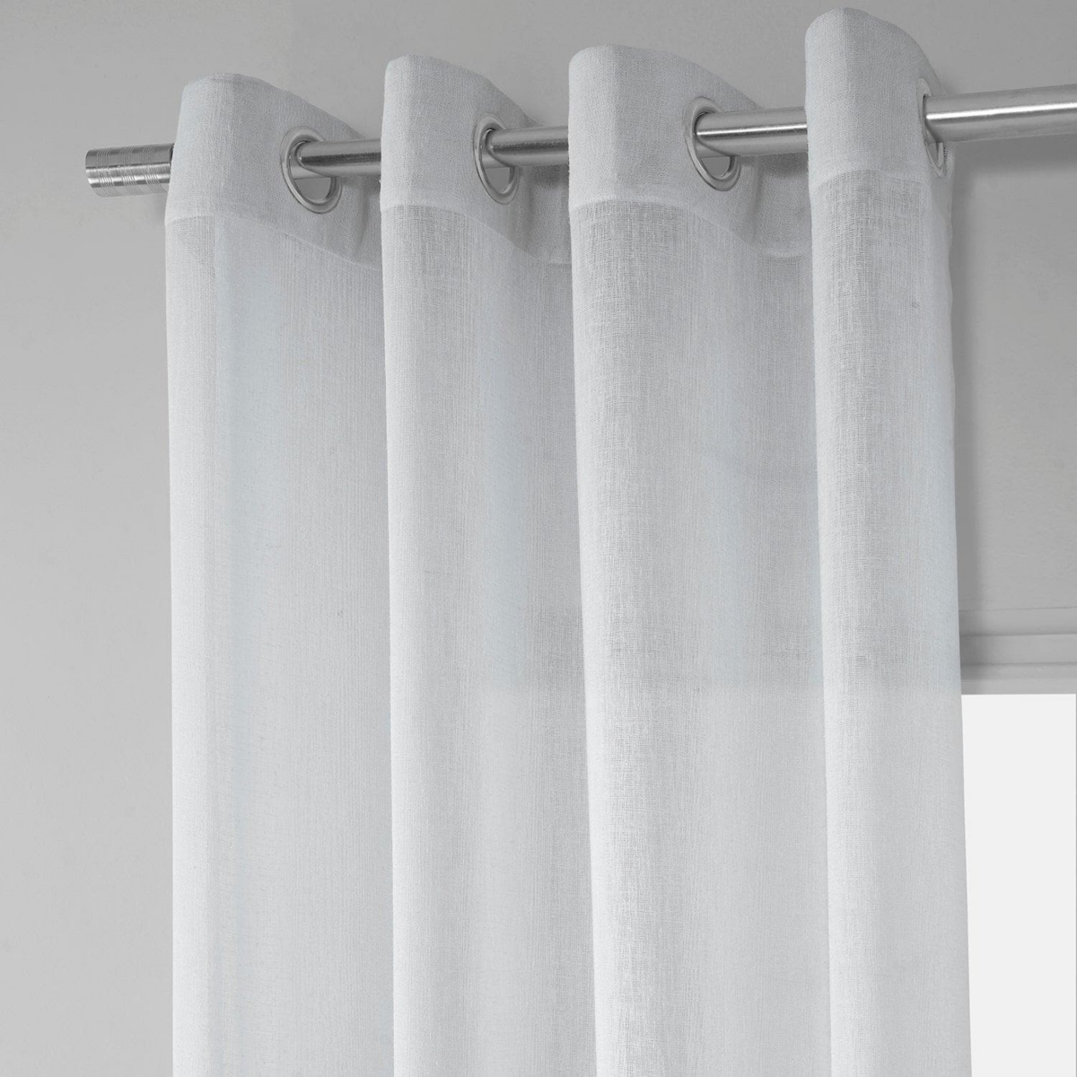 Half Price Drapes Aspen White Grommet Textured Faux Linen Sheer Curtain In White