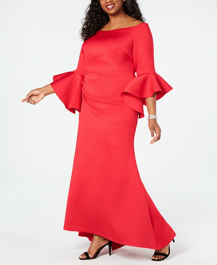 Betsy & Adam Plus Size OffTheShoulder Scuba Gown Macy's