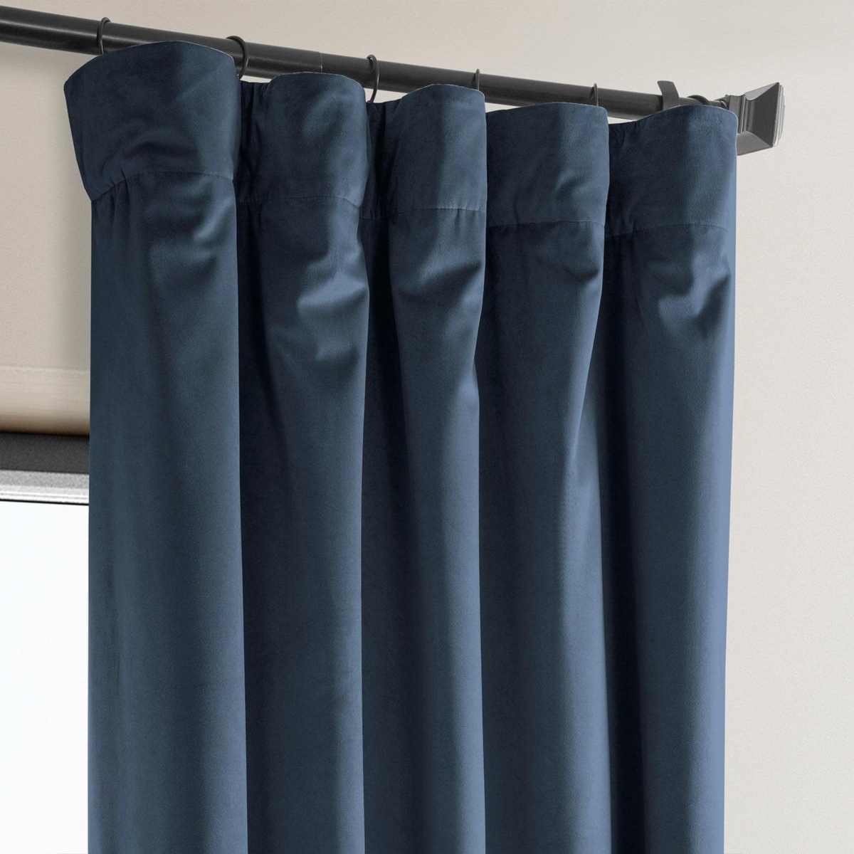 Half Price Drapes Heritage Plush Velvet Room Darkening Curtain In Blue