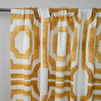 Geometric Printed Cotton Room Darkening Curtain
