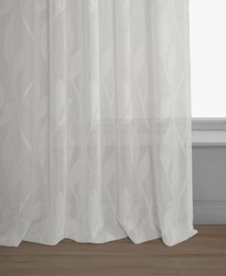 Floral Patterned Faux Linen Sheer Curtain