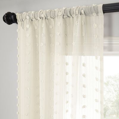 Geometric Patterned Faux Linen Sheer Curtain
